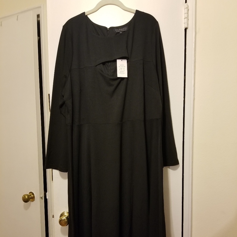 Eloquii black ponte dress with cut-out